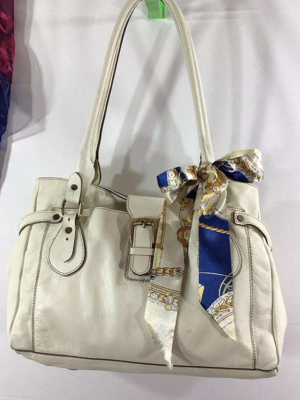 Vintage Cavalcanti Italian cream leather hobo slouchy shoulder bag Italy